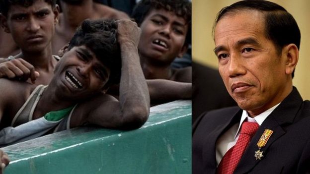 Pengungsi Rohingya (kiri), Presiden Joko Widodo (kanan)