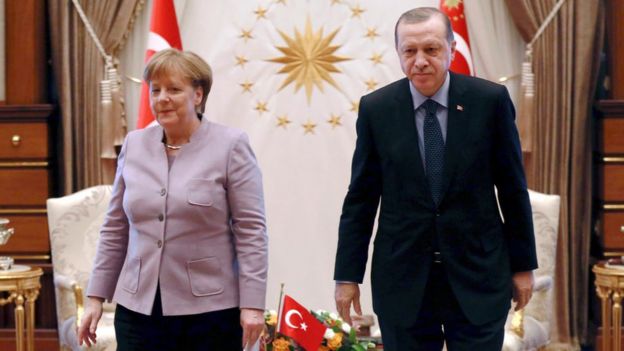 Ángela Merkel, canciller alemana, y Recep Tayyip Erdogan, presidente turco.