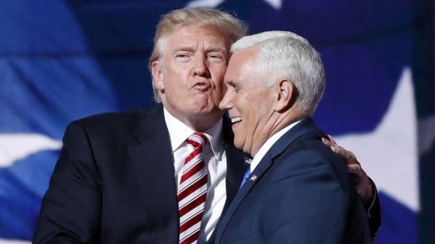 Donald Trump y su compañero de fórmula presidencial Mike Pence.