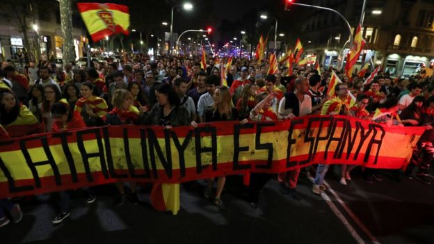 Manifestación en contra de la independencia de Cataluña en Barcelona - 27 de octubre