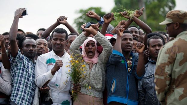Protesta en favor de los Oromo en Etiopía