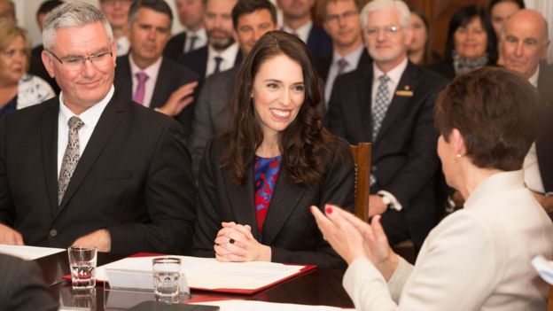 Jacinda Ardern at the swearing-in ceremony for the new government in Wellington