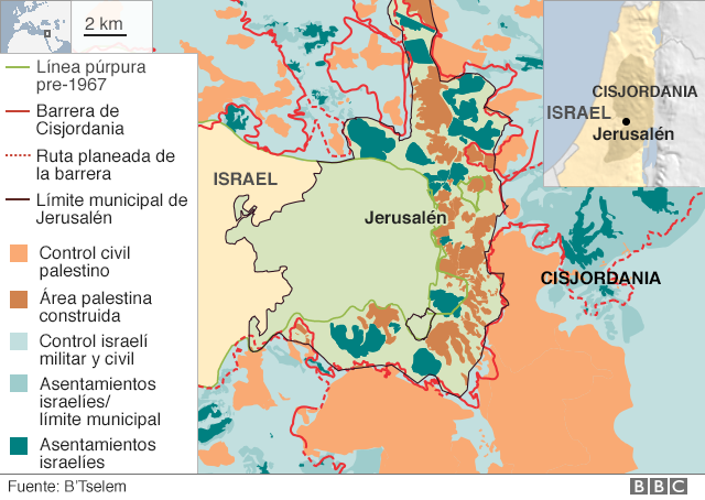 Mapa de fronteras de Jerusalén