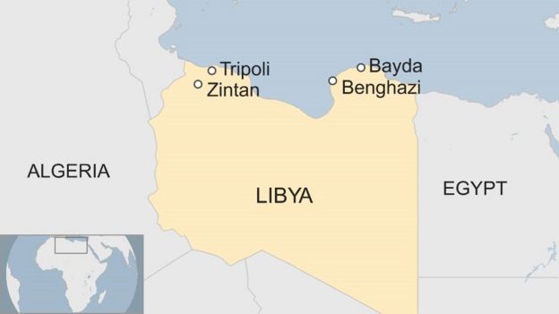 A map showing Libya