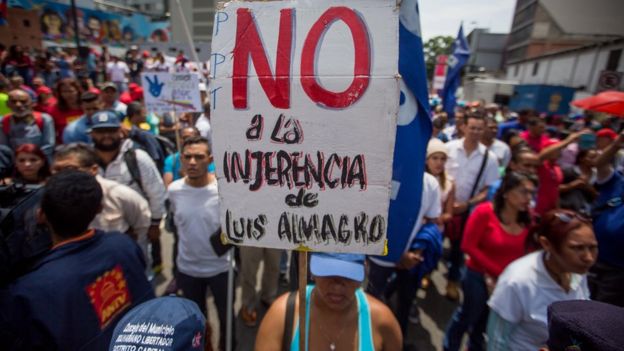 Protestas en contra de la OEA en Venezuela.