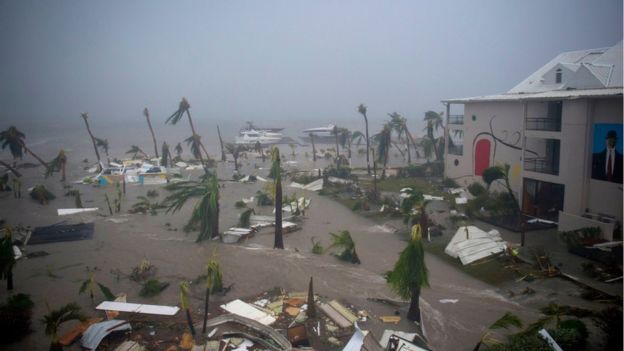 A photo taken on September 6, 2017 shows the Hotel Mercure in Marigot, near the Bay of Nettle, on the French Collectivity of Saint Martin,