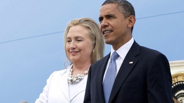 Clinton y Obama.