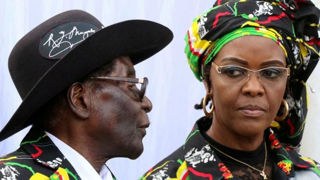 President Robert Mugabe and his wife Grace attend a Zanu-PF rally in Chinhoyi, Zimbabwe, July 29, 2017