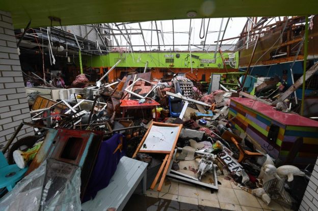 Casa destrozada por el huracán Harvey en Rockport, Texas, Estados Unidos.