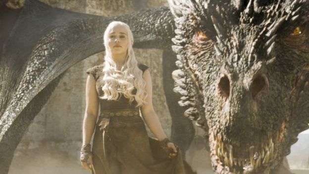 Emilia Clarke as Daenerys in Games of Thrones