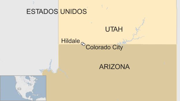 Mapa de la frontera entre Arizona y Utah.