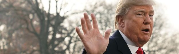 US President Donald Trump on the South Lawn of the White House in Washington DC, 4 December 2017