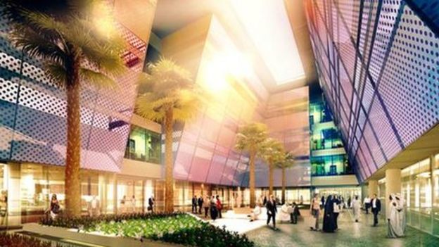 Artist impression of courtyard in Masdar City