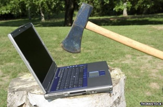 taking an axe to the computer