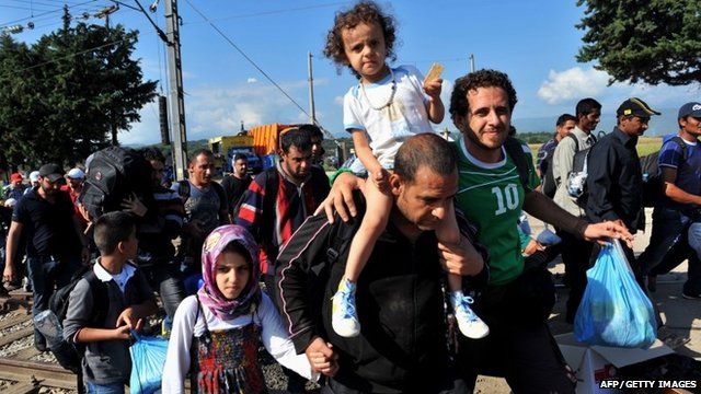 Processing refugees on the Greece-Macedonia border