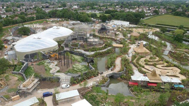 Chester Zoo Islands: Aerial view of attraction's new zone - BBC News