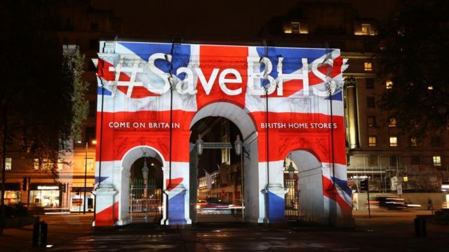 #SaveBHS projection in London as part of a campaign to save the company