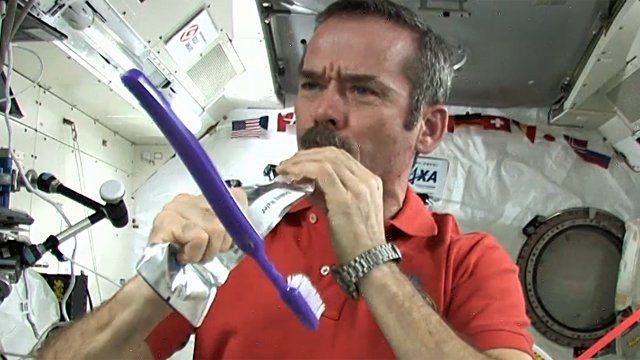 Chris Hadfield and toothbrush