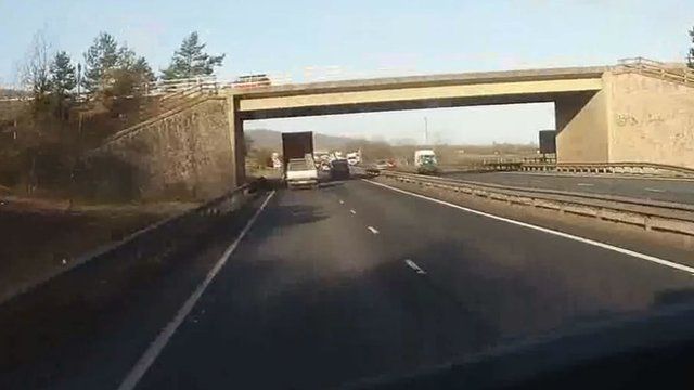 Dashcam footage of the crash