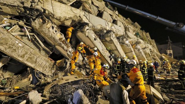 Strong earthquake topples buildings in Taiwan