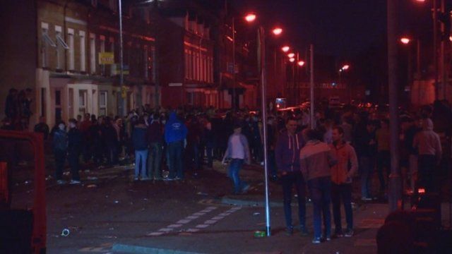 The disturbances lasted for about two hours and three people were arrested