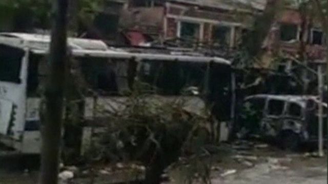 Bus wreckage