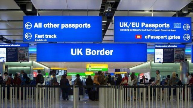 UK passport control sign