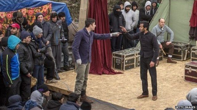 Hamlet performed in Calais' 'Jungle'