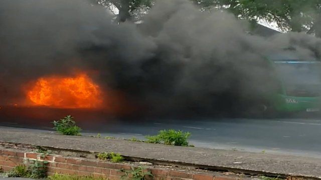 Bus on fire