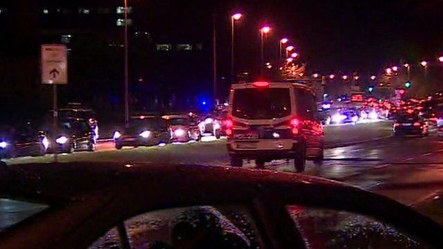 Police van outside stadium