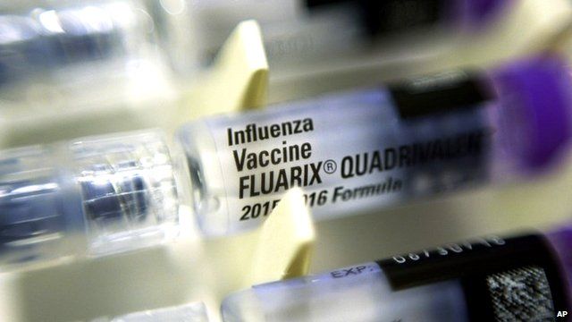 Syringes of a flu virus vaccine