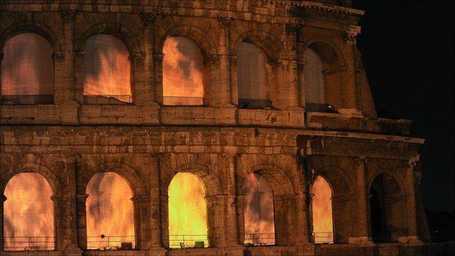Video installation "The Colosseum on Fire"