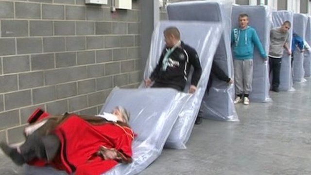 Mattress toppling competition