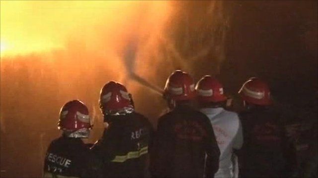 Fire services attack the blaze