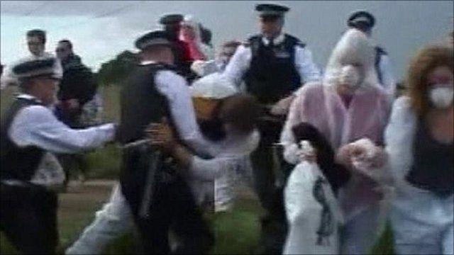 Police scuffled with protesters