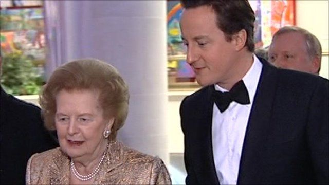 Baroness Thatcher and Prime Minister David Cameron