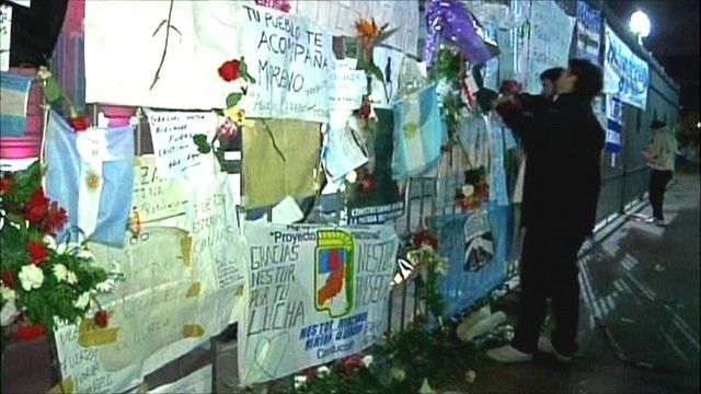 Tributes left for former Argentinian president Nestor Kirchner