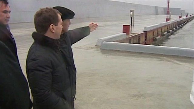 Dmitry Medvedev on a visit to the islands