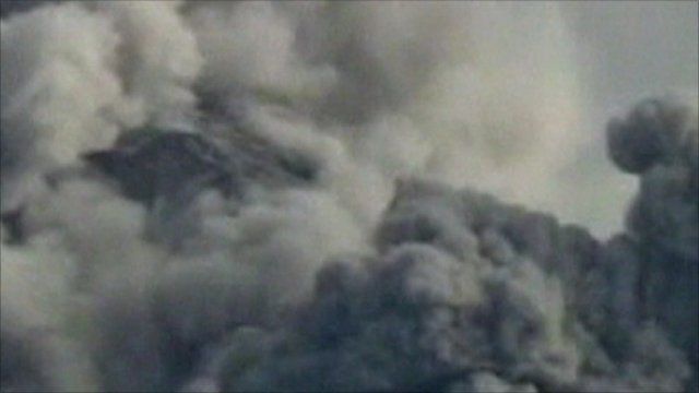 Smoke coming from Mount Merapi