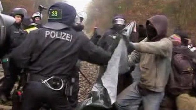 Protester clashes with police