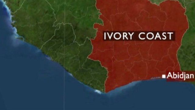 Map of the Ivory Coast