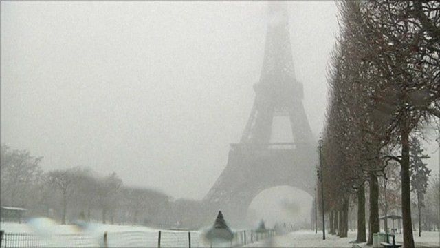 Eiffel Tower in the snow