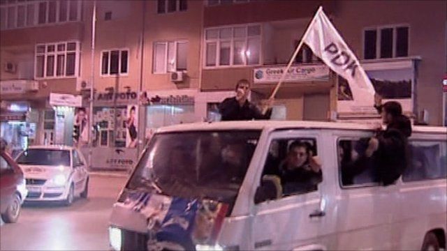 Kosovan exit poll celebrations