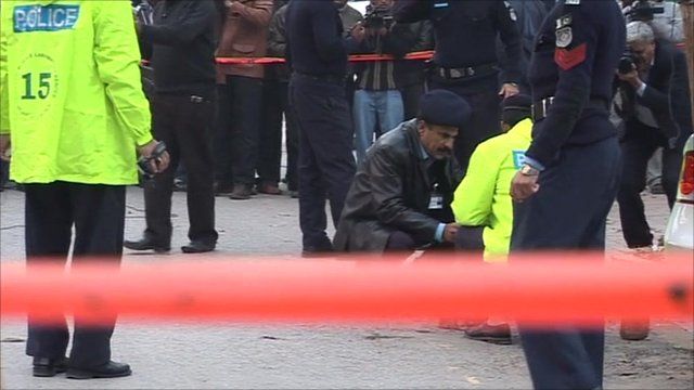 Police on the scene of the shooting