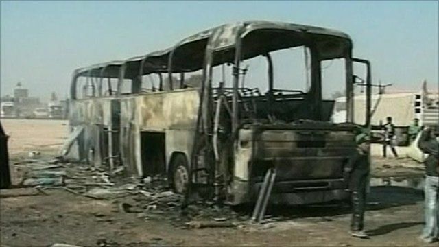 Burnt out bus