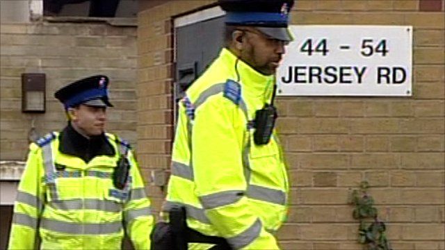Police at the scene in Leicester