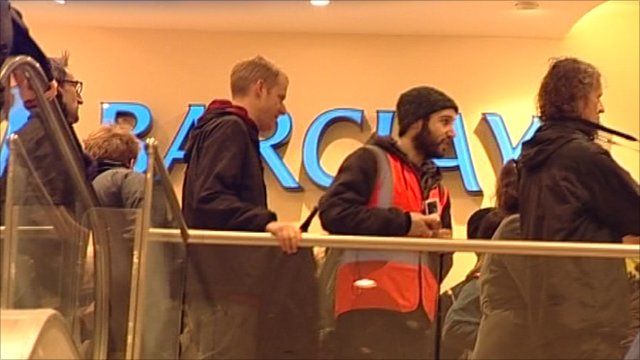 Protesters enter Barclays branch