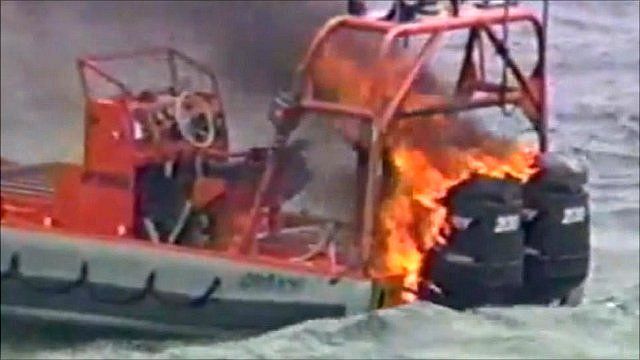 Boat on fire