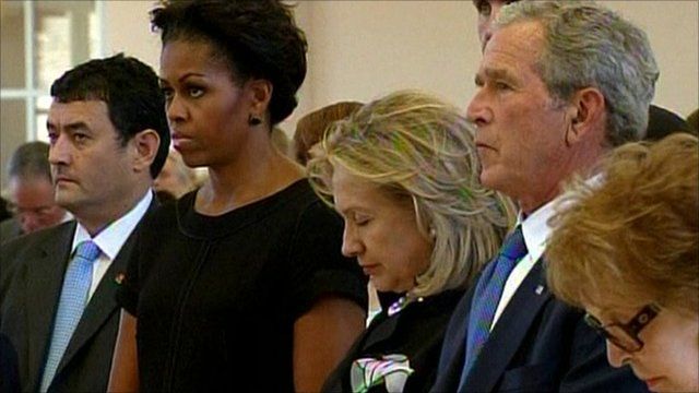 Michelle Obama, Hillary Clinton and George W Bush