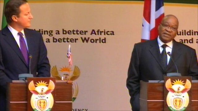 UK Prime Minister David Cameron and South African President Jacob Zuma